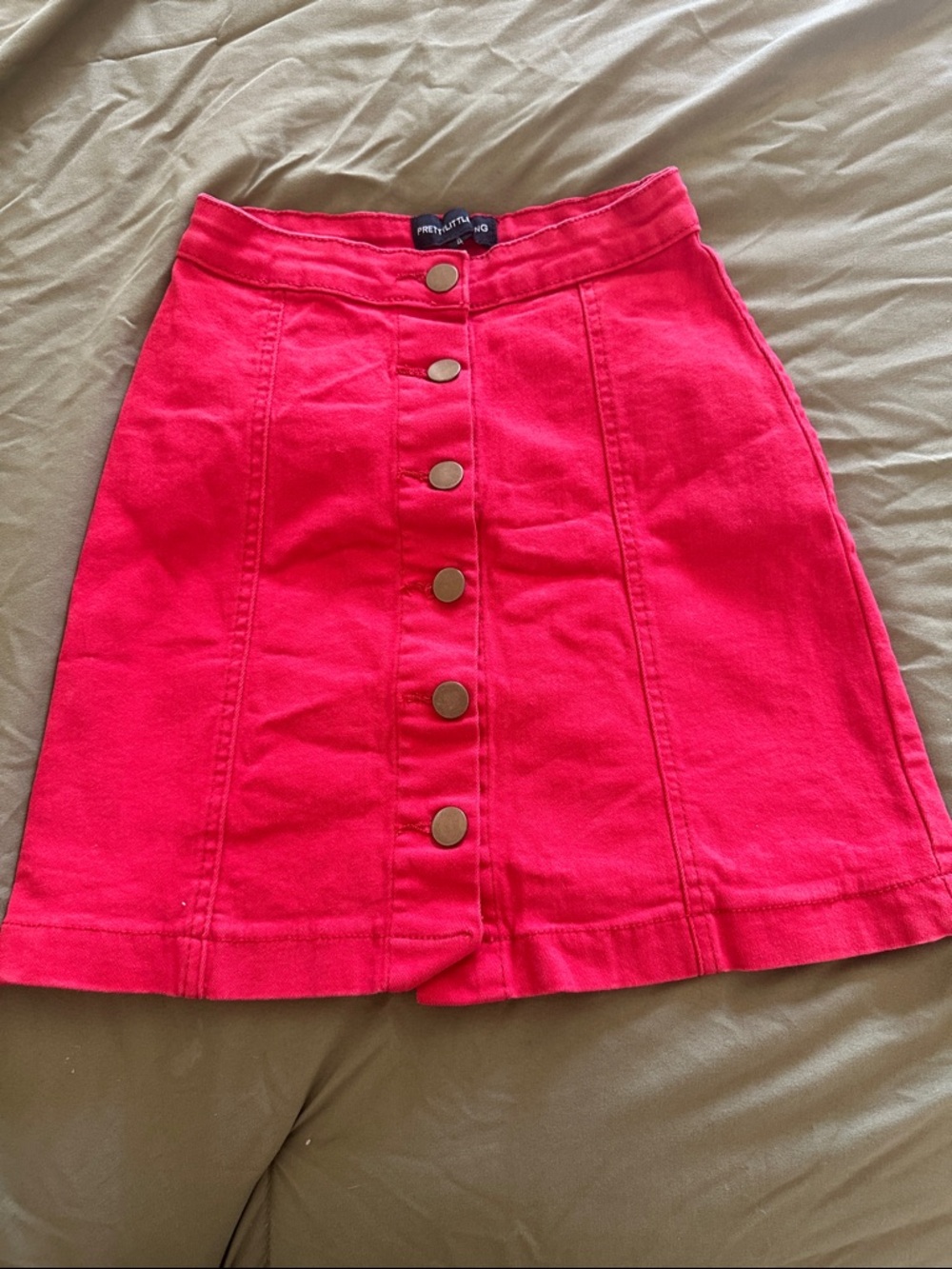 PrettyLittleThing red Button-Front A-Line Skirt